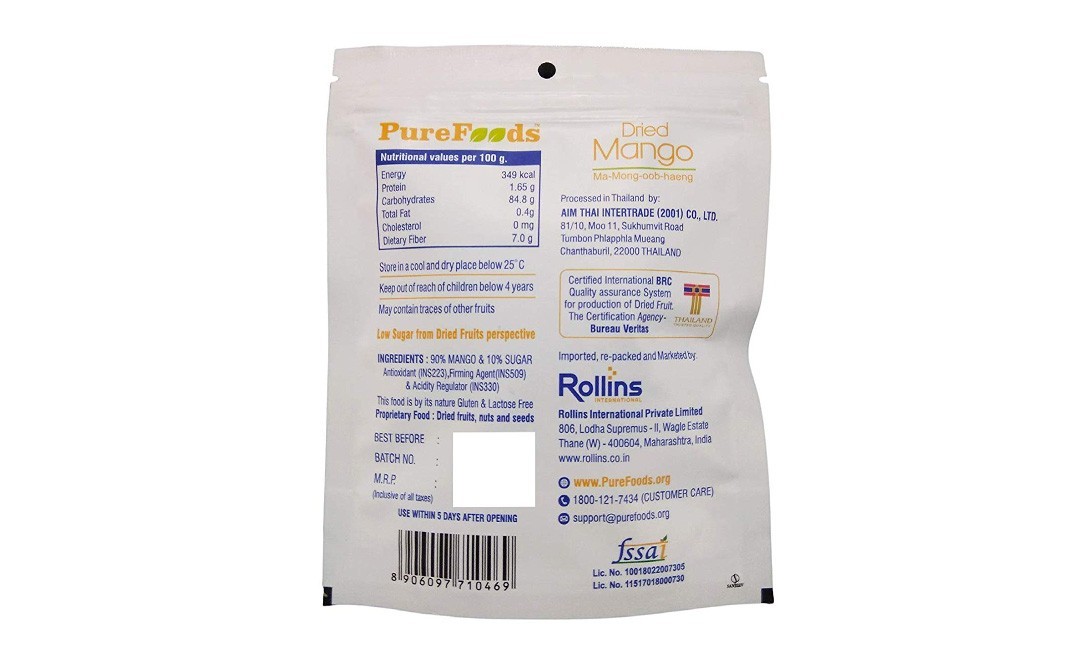Purefoods Dried Mango    Pack  57 grams